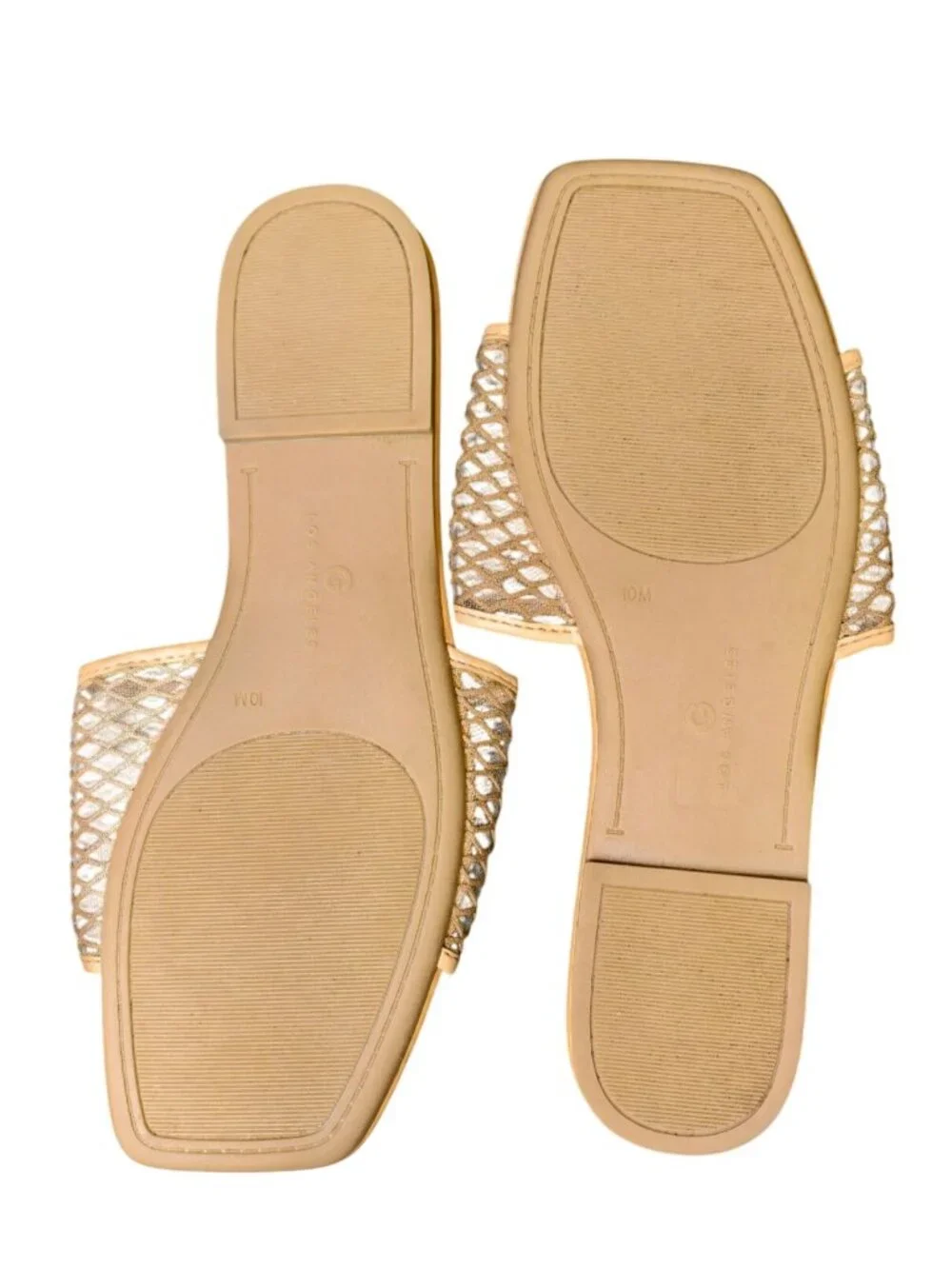 GBG Los Angeles Womens 10M Slide Sandals Tan Gold Chain 